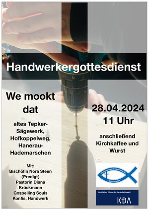 Werbung für einen besonderen Gottesdienst in Hademarschen 2024