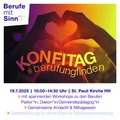 Zwei Hände formen ein Herz, darunter steht "Konfitag"